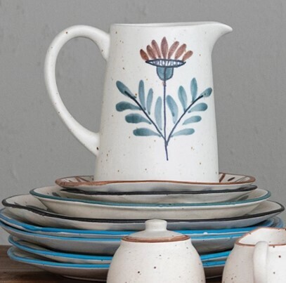 DF7242 Hand Painted Floral Design Pitcher 48 Oz