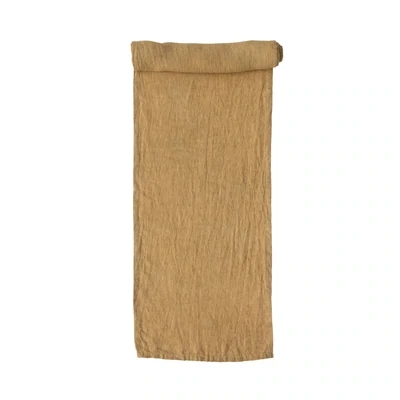 Stonewashed Linen Runner, 108 x 14&quot; - Mustard