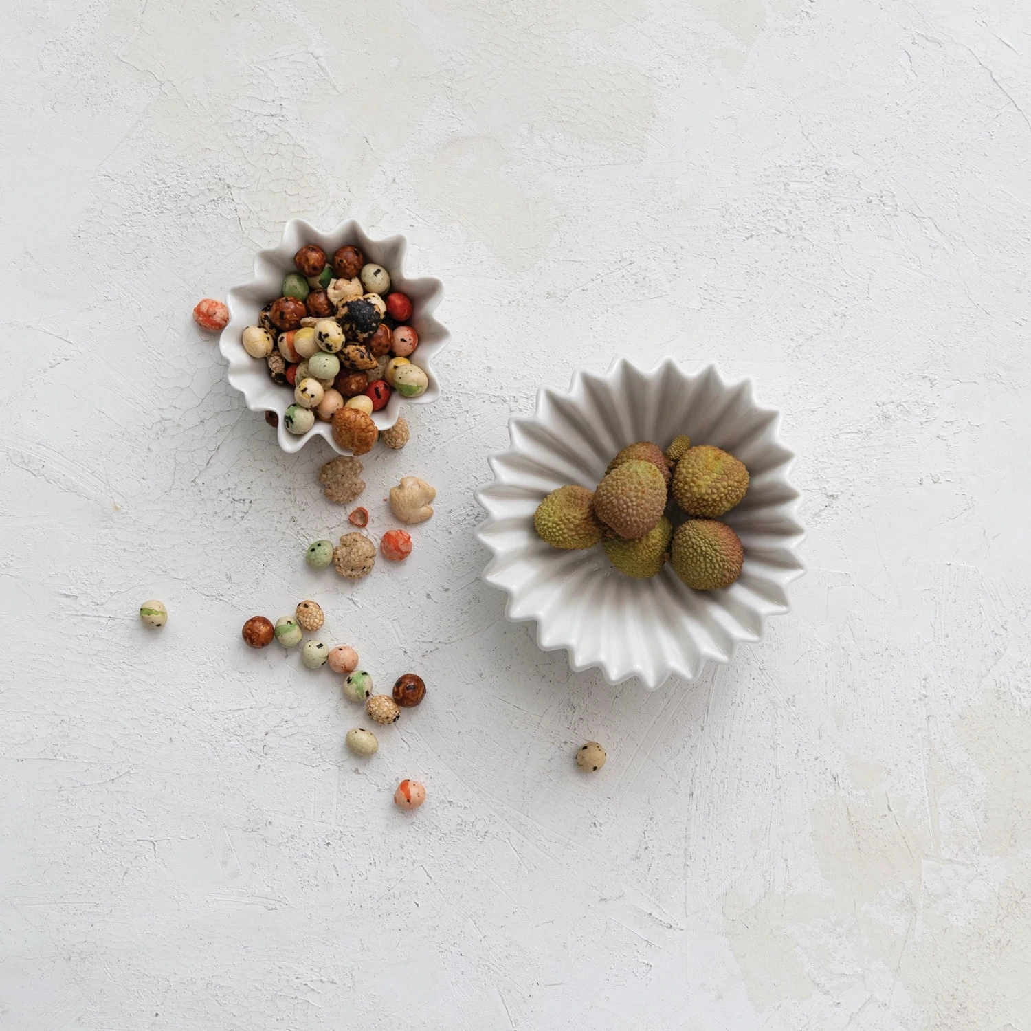White Stoneware Fluted Bowl, 5&quot;