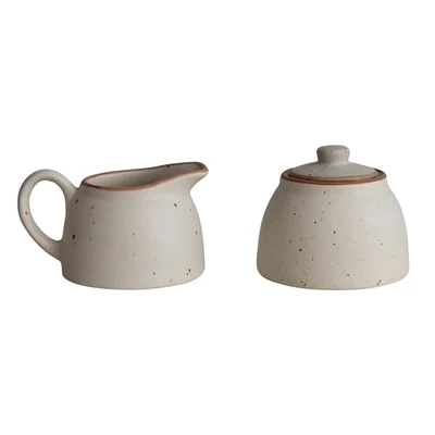 Stoneware Creamer &amp; Sugar Jar, Set Of 2