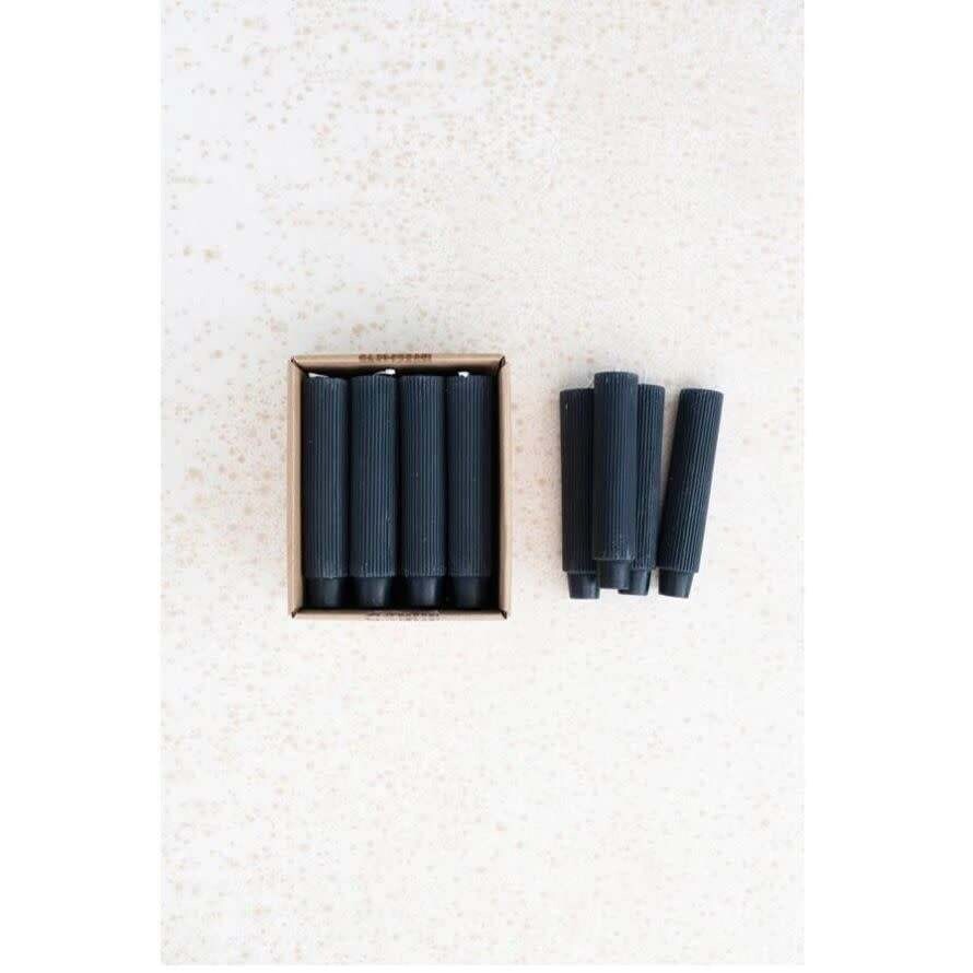 Unscented Black Pleated Taper Candle, 5&quot;