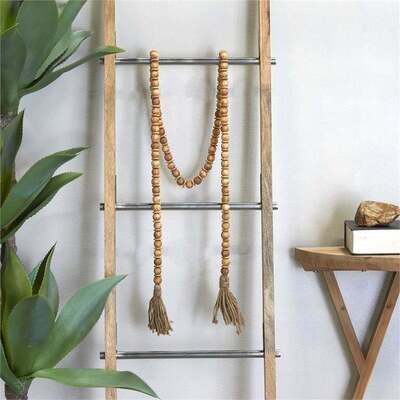 Natural Wood Beads w/ Tassel Ends, 80&quot;