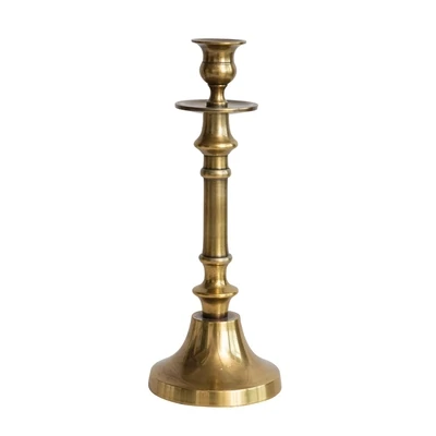 Antique Brass Finish Taper Candle Holder, 11&quot;