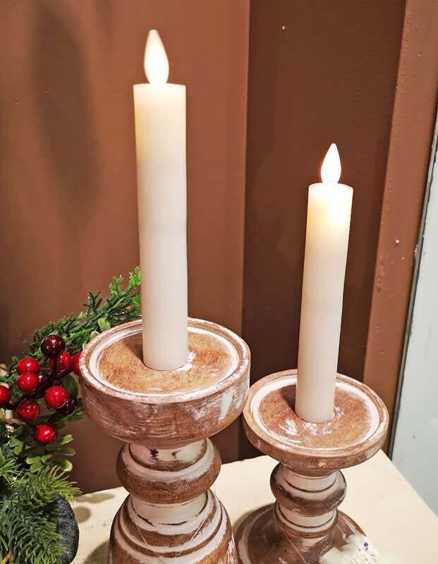 LED ​Taper Candles w/Remote 7&quot; - Creme Set of 2
