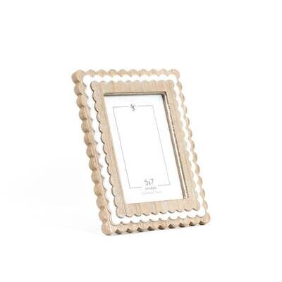 Wood Scallop Photo Frame Natural/White 5x7&quot;