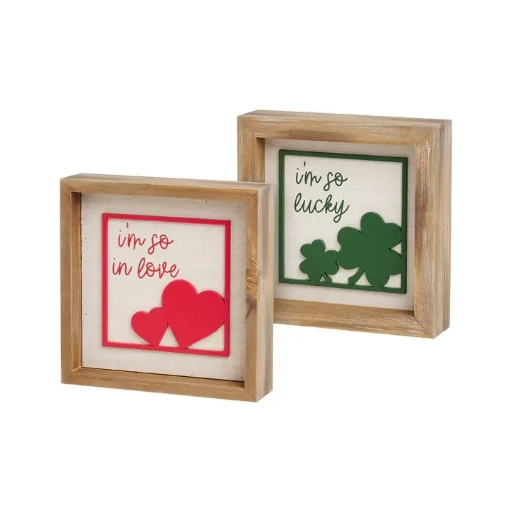 So Lucky/So In Love Reversible Sign,  6&quot; x 6&quot;