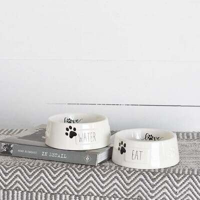 Black &amp; White Ceramic Pet Dishes, Set Of 2