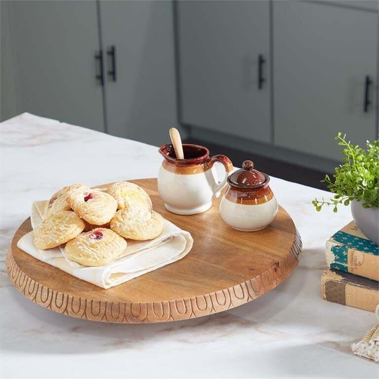 Wood Floral  Lazy Susan, 18&quot;