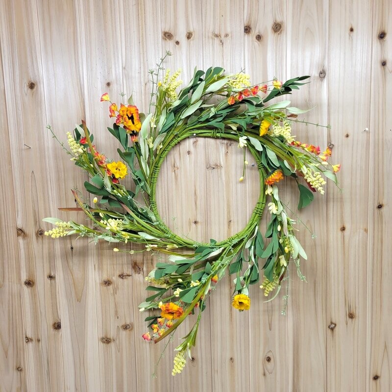 20&quot; Yellow Daisy w/ Mountain Flowers Wreath