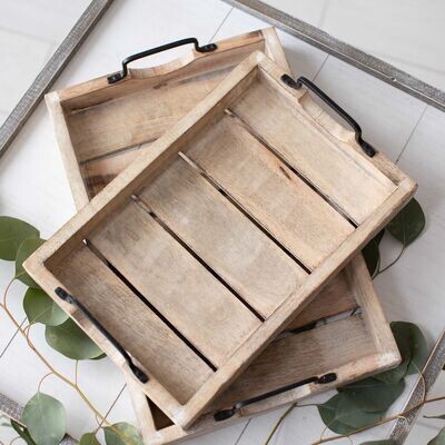 Mango Tray w/ Metal Handles, 15&quot;