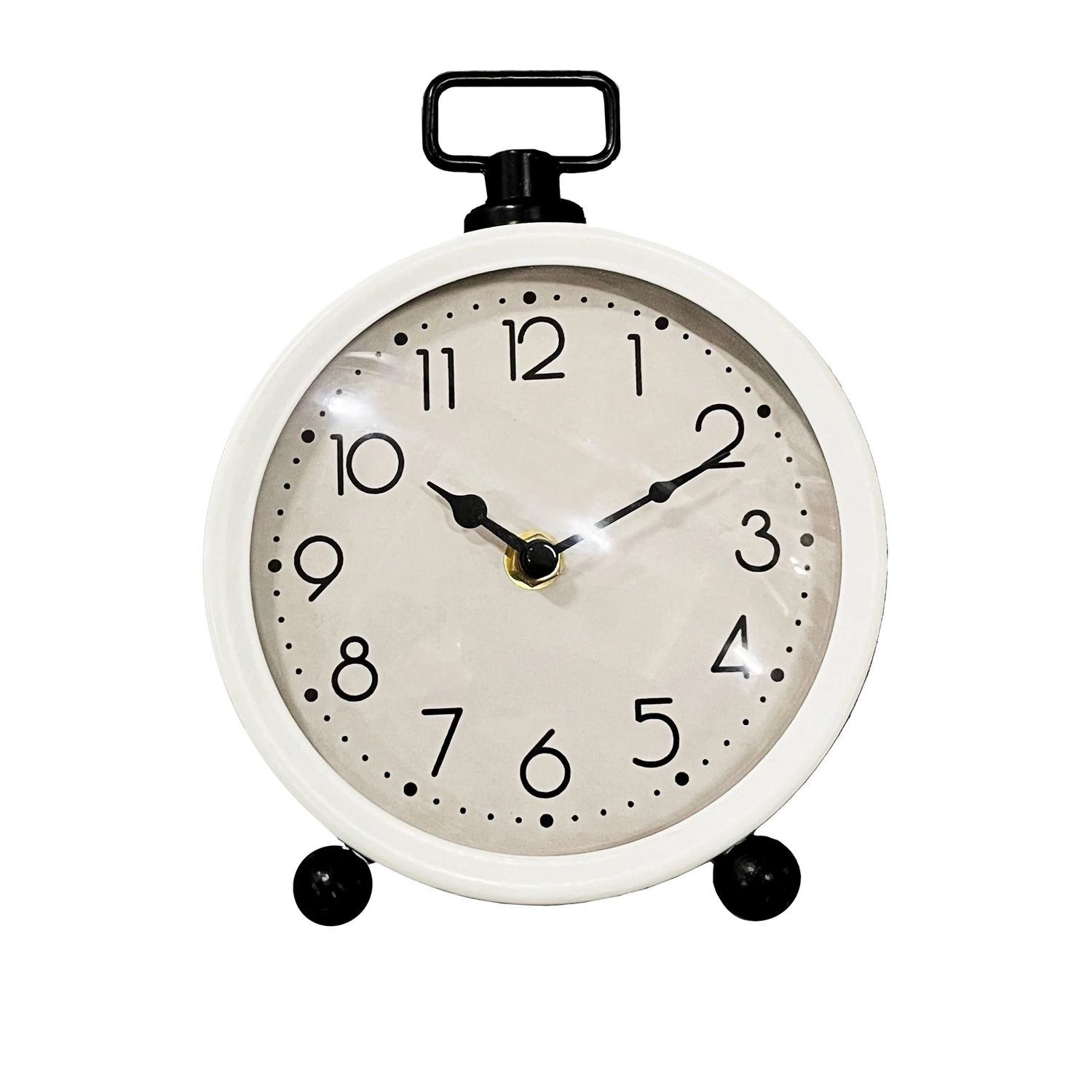 Iron Table Clock, White