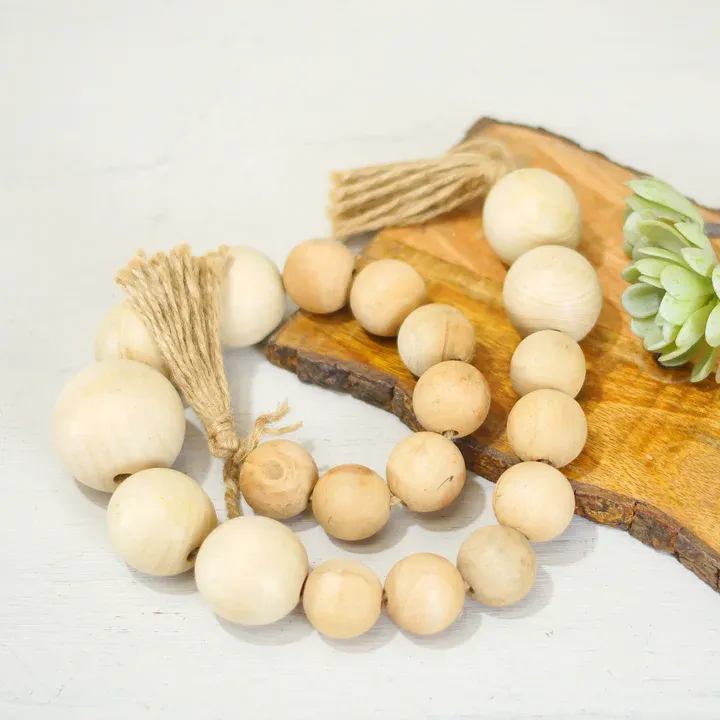 Multi-size Wood Beaded Strand