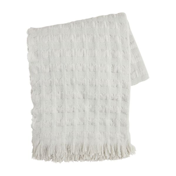 Gray Woven Waffle Throw