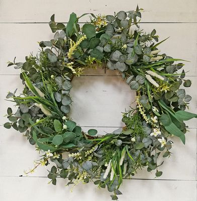 Green Eucalyptus &amp; Herb Wreath, 26&quot;