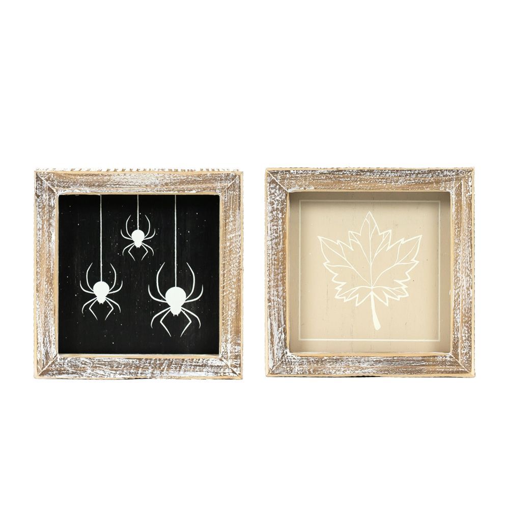 Reversible Wood Frame Sign (Spider/Leaf)
