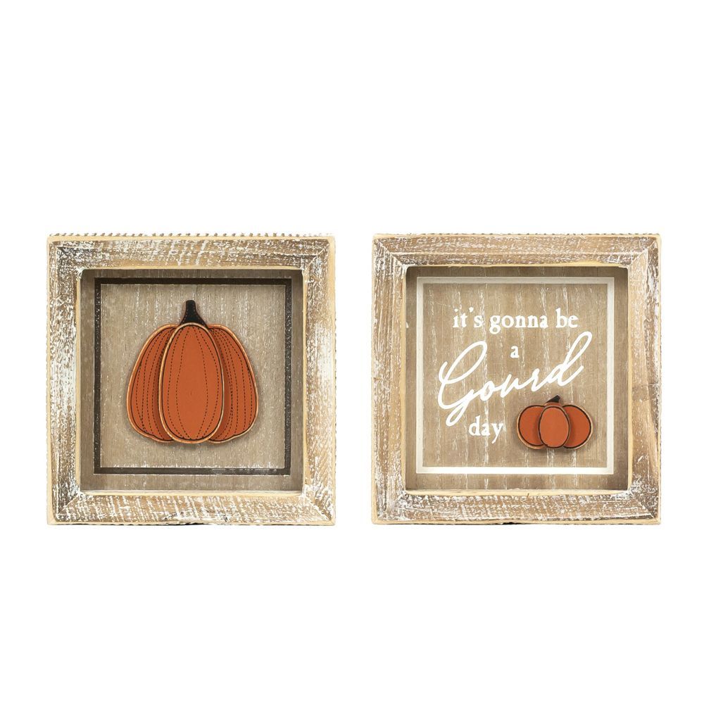 Reversible Wood Frame Sign (Pumpkin/Gourd)