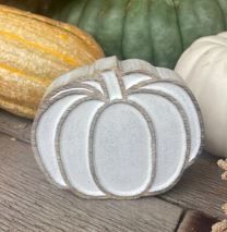 White Wood Carved Pumpkin