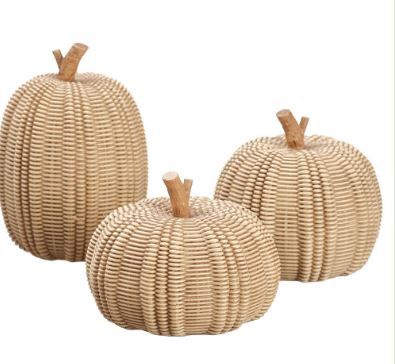 Faux Wicker Pumpkins Set of 3