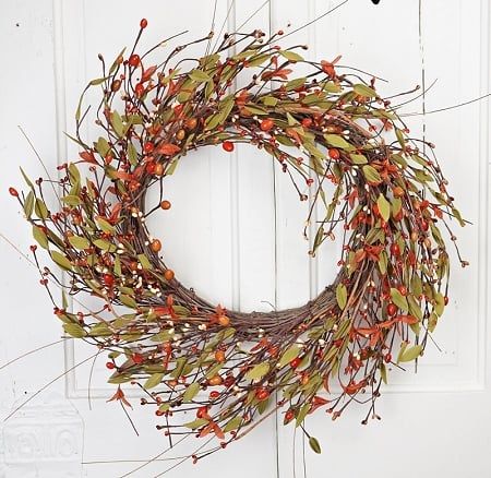 20&quot; Fall Beans Berry Twig Wreath