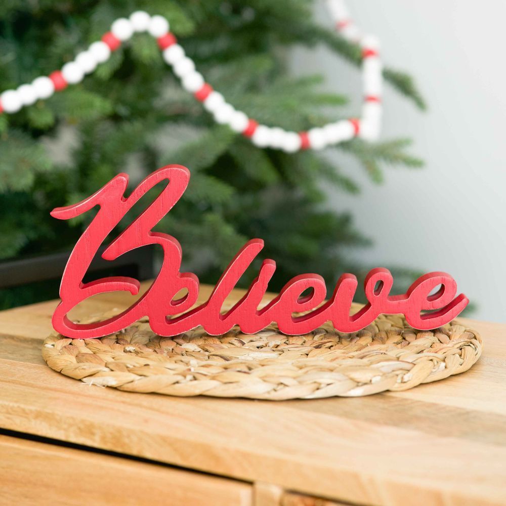 Wood Cutout Believe 11&quot;