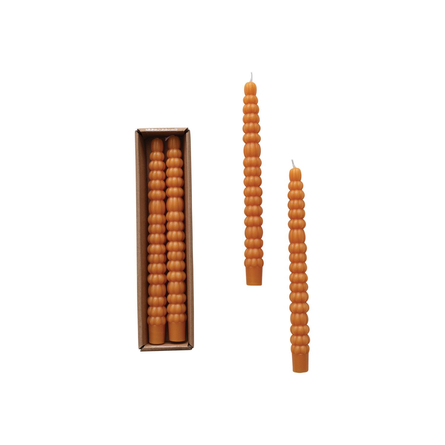 Pumpkin Taper Candle 10&quot; SET2