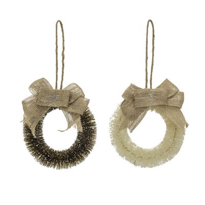 Round Sisal Wreath Ornaments 4 1/2&quot; - Assorted