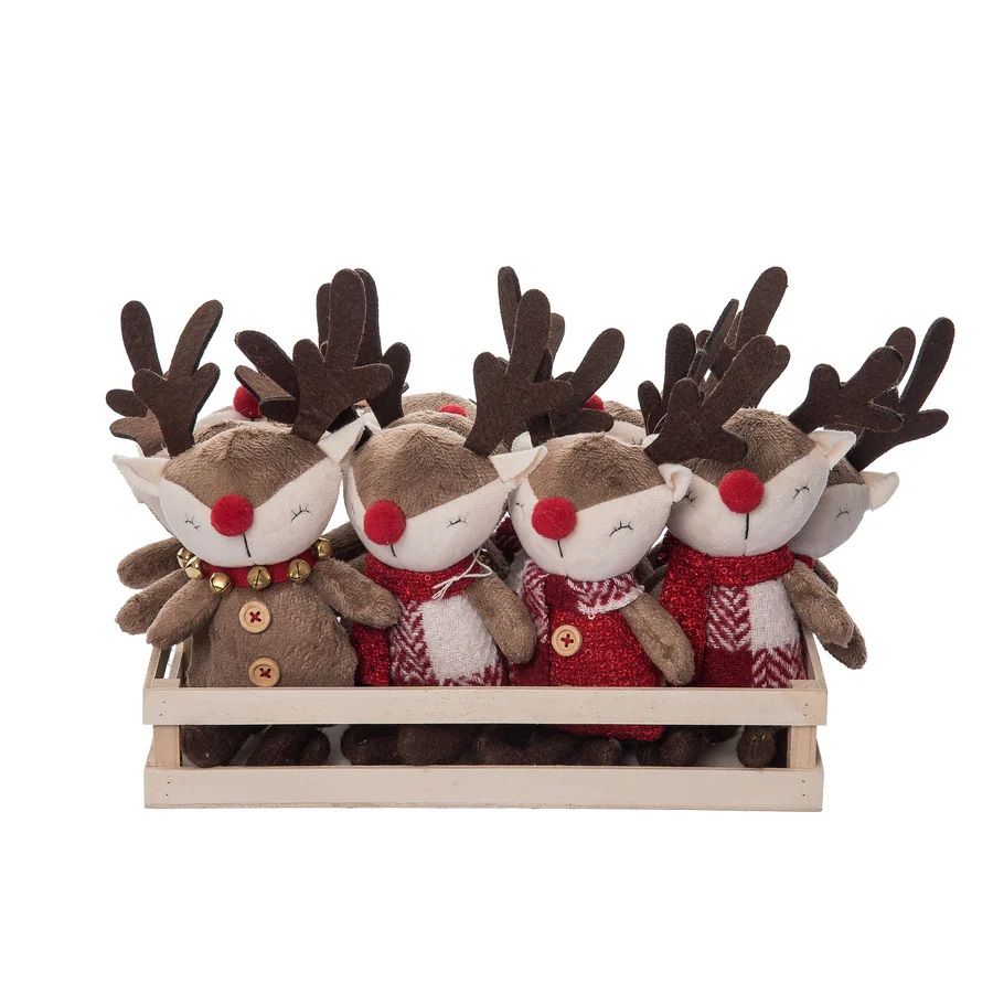 Plush Reindeer Ornament Assorted