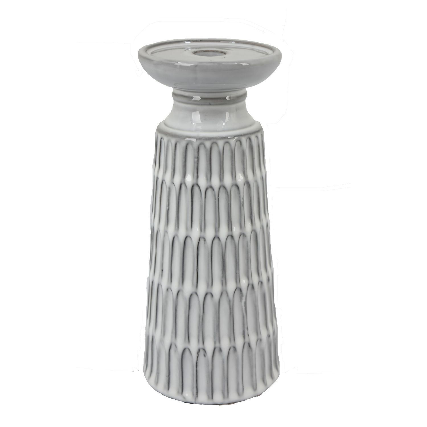 Ceramic Textured Dual Candle Holder  9&quot;