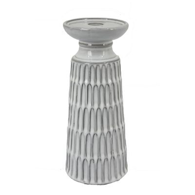 Ceramic Textured Dual Candle Holder  9&quot;