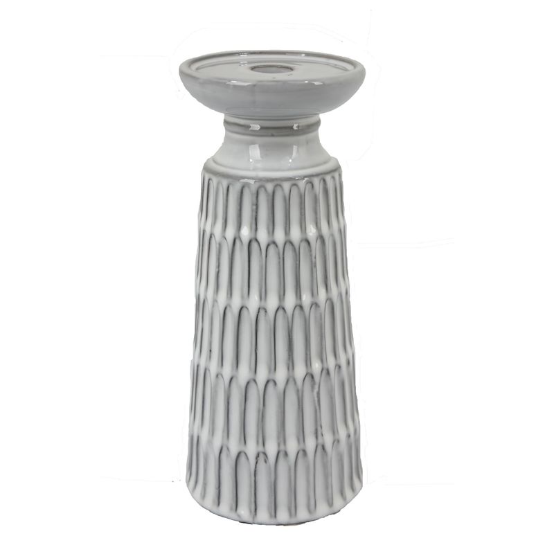 Ceramic Textured Dual Candle Holder  9&quot;