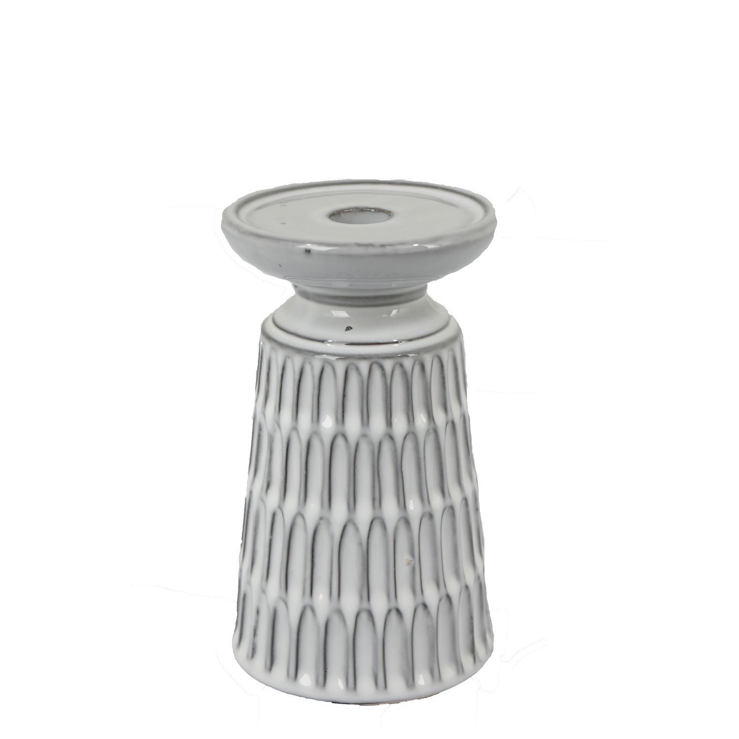 Ceramic Textured Dual Candle Holder 7&quot;
