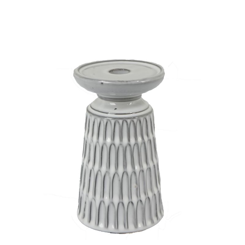 Ceramic Textured Dual Candle Holder 7&quot;