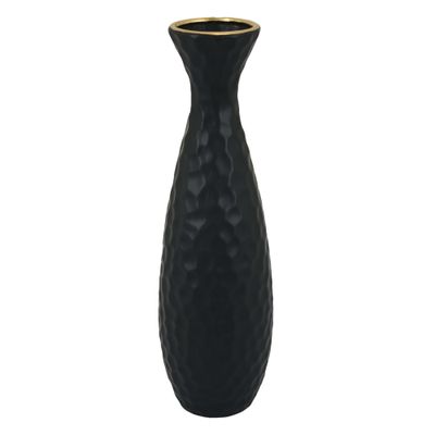 Vase Black W/Gold Rim 18&quot;