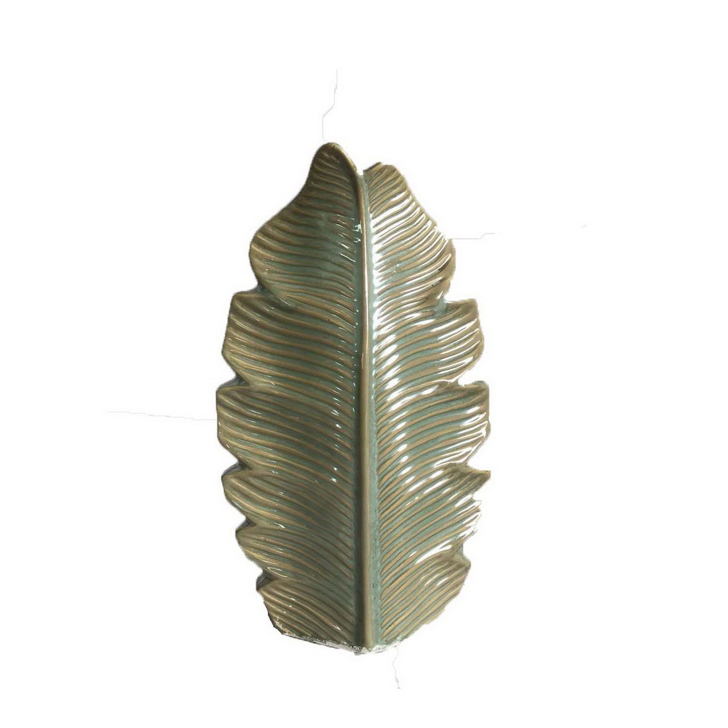 Leaf Glaze Vase Green 12&quot;