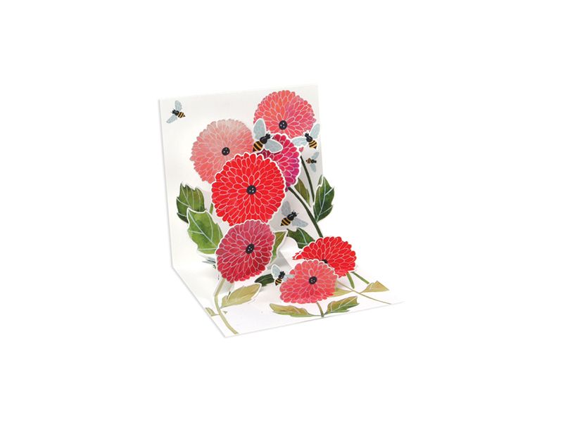 Dahlias and Bees Pop-up Card