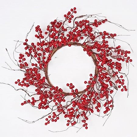 Red Ash Berries with Wispy Twigs Wreath 22&quot;