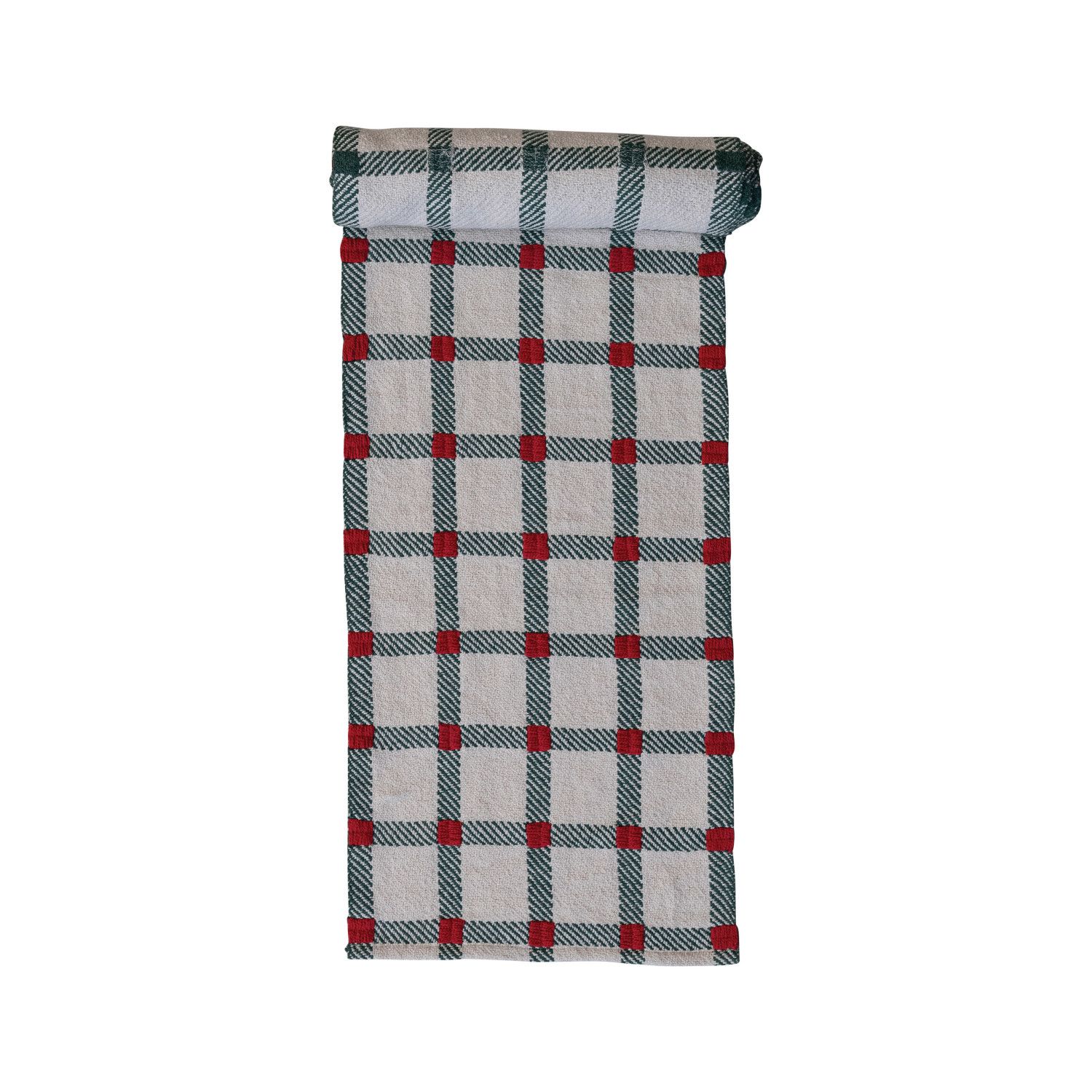 Embroidered Red/Green Table Runner