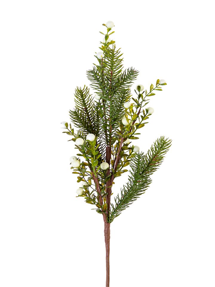 Pine Berry Branch Cream 30&quot;