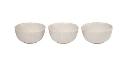 L0254 Stoneware Small Hobnail Bowls ASST3