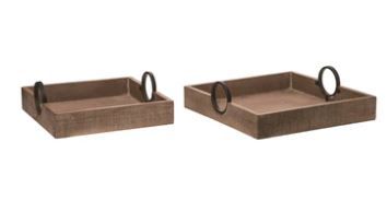 Wood Tray w/ Metal Handles, Size: SM