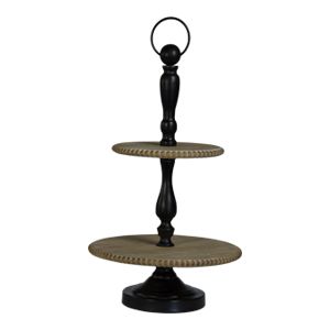 Tray 2-Tiered Wood 21.5&#39;&#39;