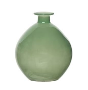 Glass Green Rounded Bud Vase