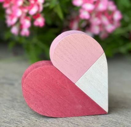 Red, White, and Pink Wash Plank Heart