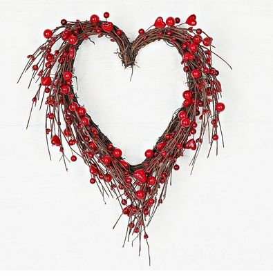 Heart Wreath Red Heart &amp; Berries 14&quot;