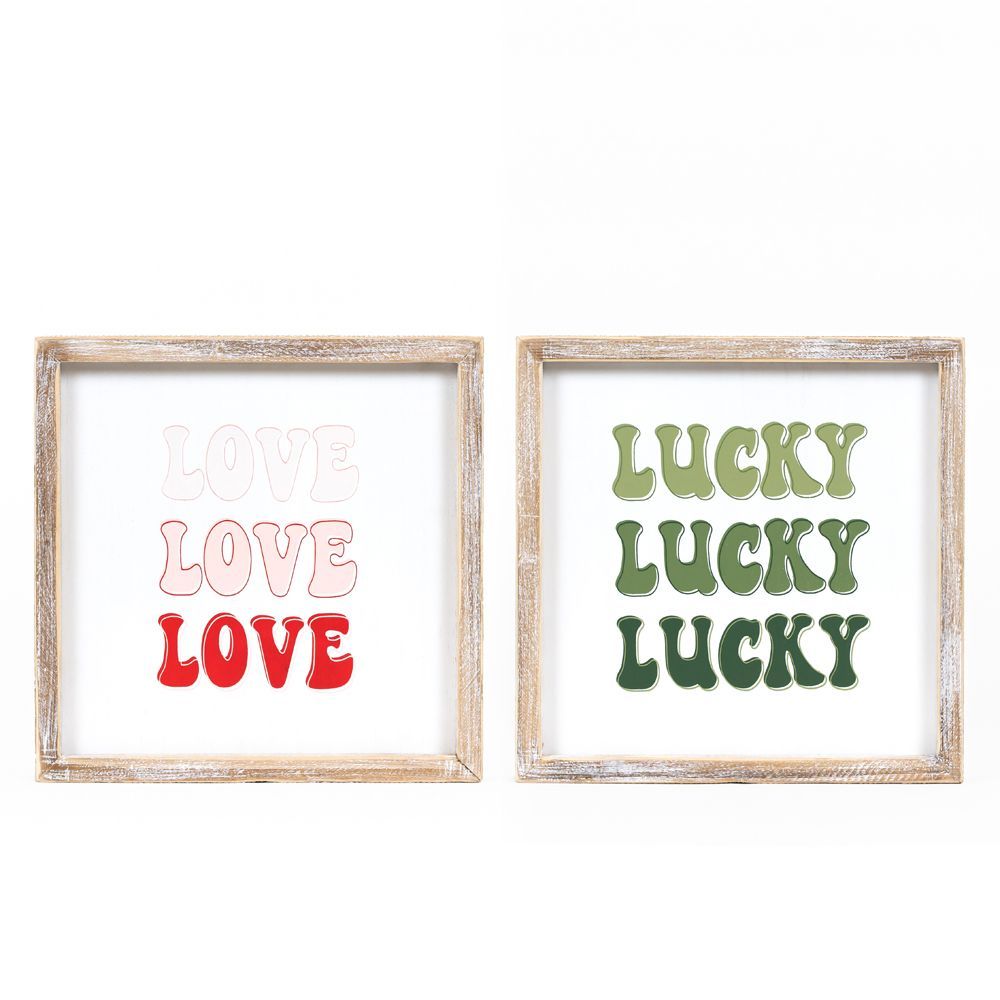 Love/Lucky Reversible Sign 10x10