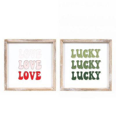Love/Lucky Reversible Sign 10x10