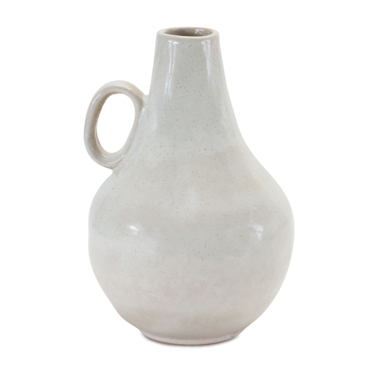 Cream Glaze Jug w/Ring Handle 8&quot;