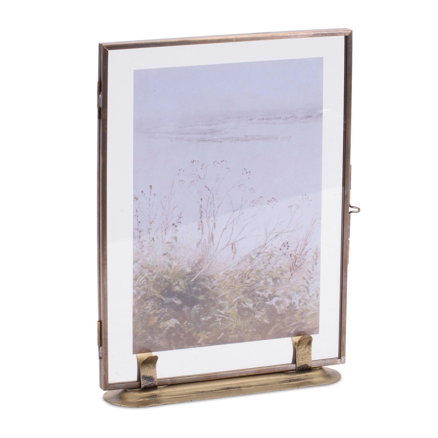 Square Metal Picture Frame w/Art 8 x 6.25&quot;
