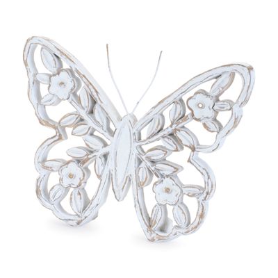 Whitewash Resin Butterfly 5.5”