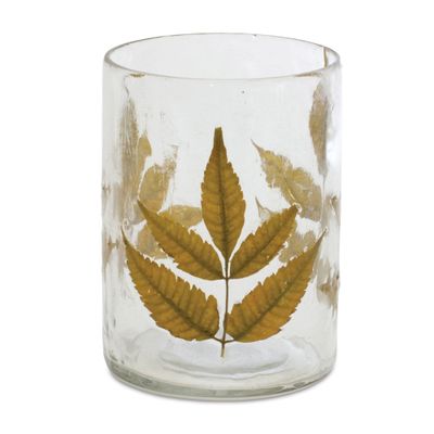 Natural Inlaid Plant Glass Holder 4&quot;